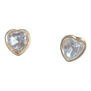 Gold Tone Heart Shaped Zirconia Stud Earring